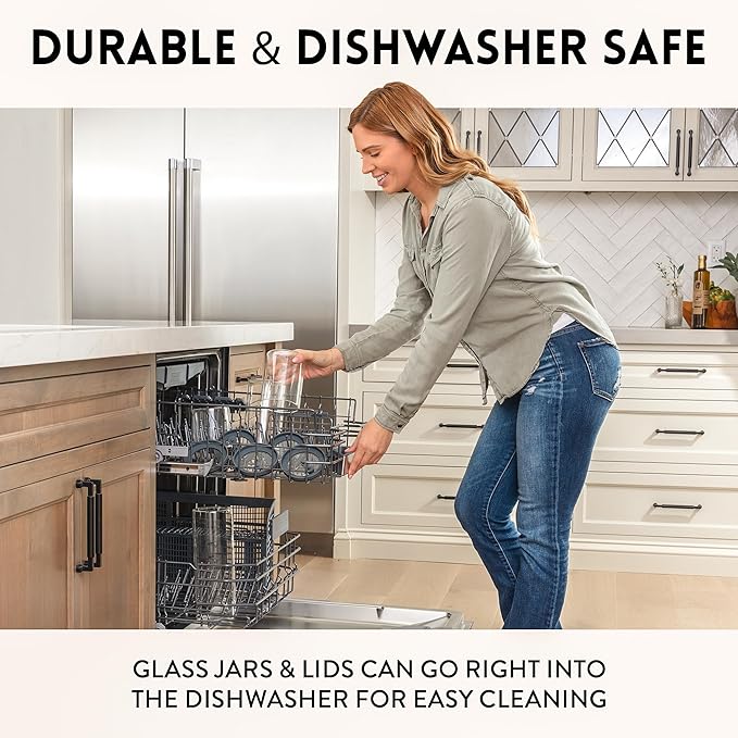 Glass Airtight Food Storage Containers with Silicone and Glass Lids – BPA-Free Jars and Canisters for Pasta Rice Flour, Dry or Wet Foods, Pantry Meal Prep – Set of 5 with Portion Tool