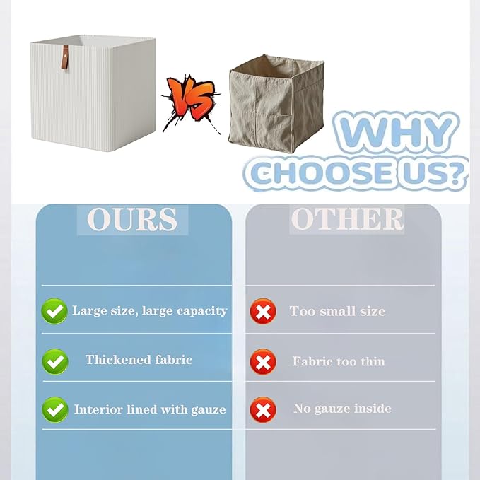 Cube Storage Bin 12x12 in,Collapsible Fabric Storage Bins,Open Home Storage Bins,Baskets for organizing,For Clothing Storage,Toy Storage,Office Storage,Home Decoration