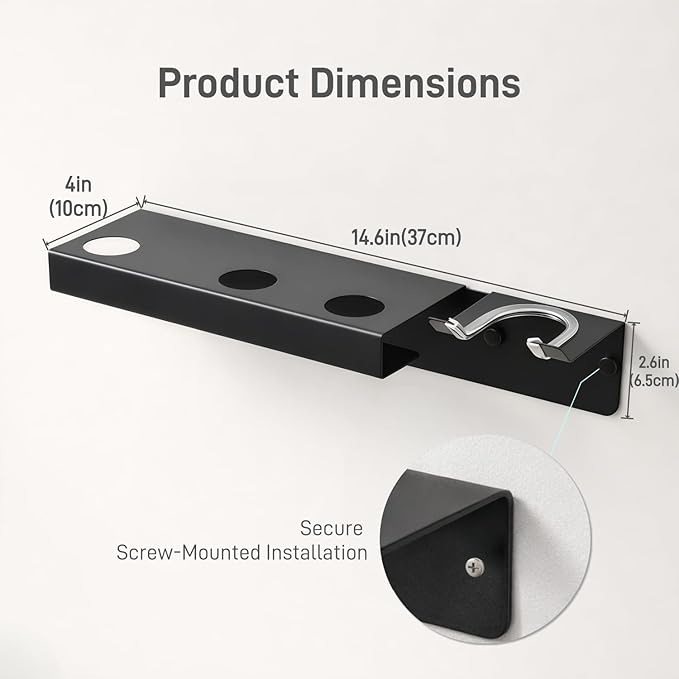 Dyson Hair Dryer Holder, Dyson Hair Dryer Wall Mount with Magnetic Attachment Storage, Dyson Blow Dryer Holder SUS304 Stainless Steel with Cable Management for Bathroom Salon PTALSEAW