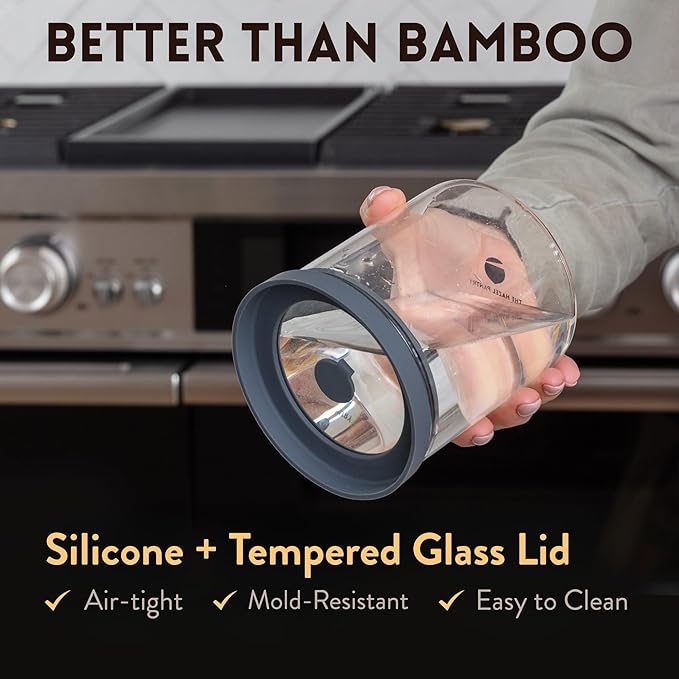 Glass Airtight Canisters with Silicone and Glass Lids – BPA-Free Borosilicate Containers for Food Prep, Storage, Wet or Dry Food Jars for Rice, Tea, Coffee, Candy – Set of 6 (28 oz)