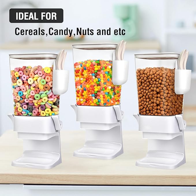 Cereal Dispenser Countertop with 4 Pack Bowls and Spoons 5.5 Qt Large Cereal Storage Container Holder for Pantry Dry Food Nut Dispenser Snack Candy Organizer Kitchen Organization for Oatmeal Granola
