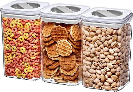 Amazing Abby - Carol - 96-Ounce Acrylic Canister (Set of 3), Plastic Airtight Food Container, Stackable for Pantry Storage, BPA-Free and Shatter-Proof, Perfect for Home and Commercial Use