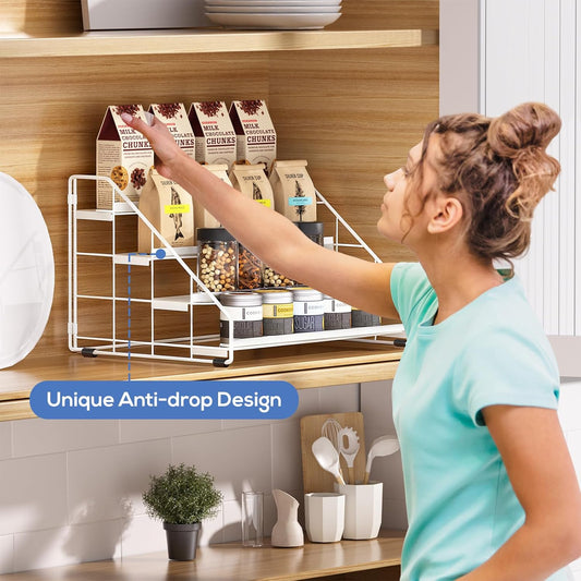 4-Tier Adjustable Spice Rack Organizer for Cabinet & Pantry — Space-Saving Tiered Shelf | Nestify