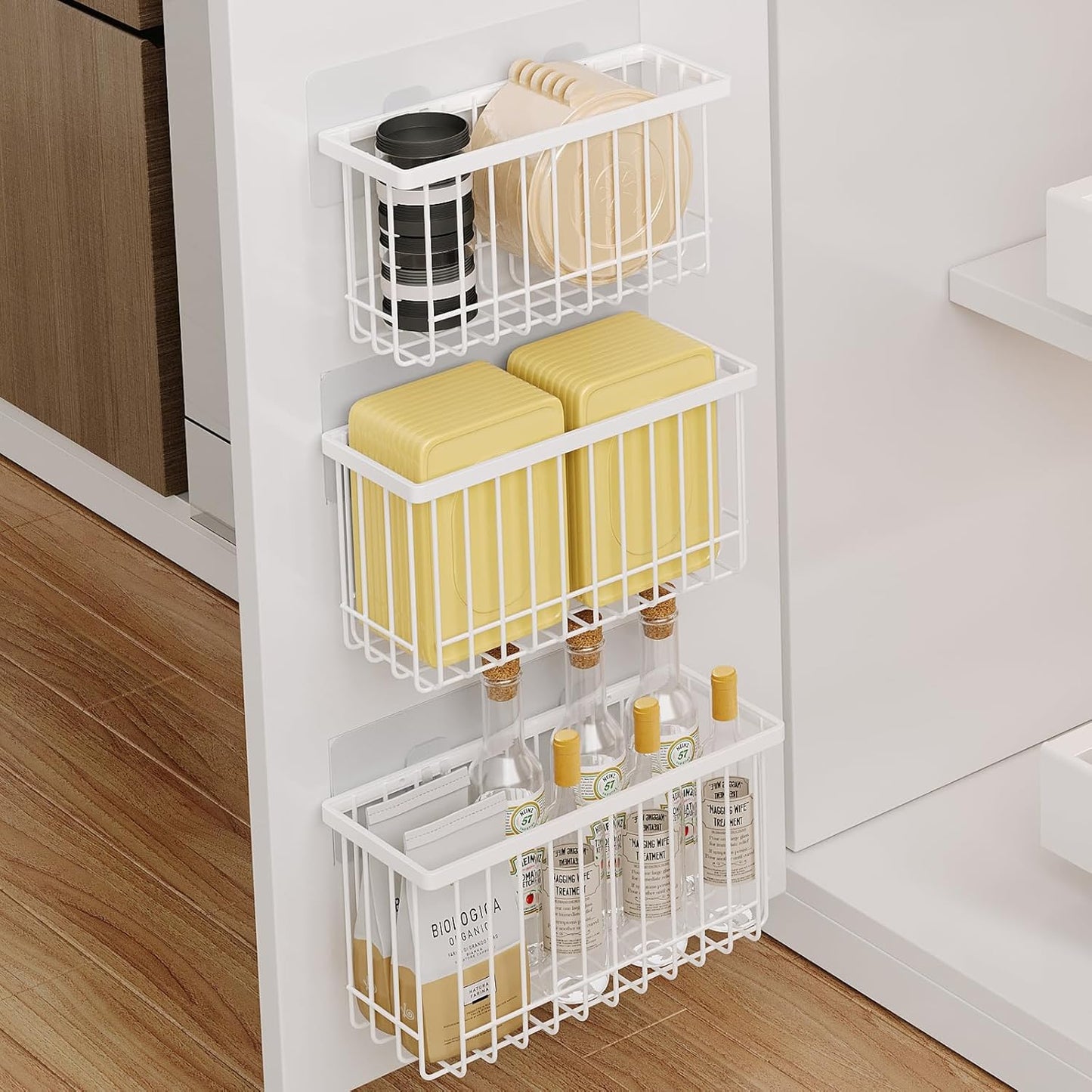 3-Pack Adhesive Cabinet Door Organizer — No-Drill Lid & Kitchen Storage for Renters | Nestify